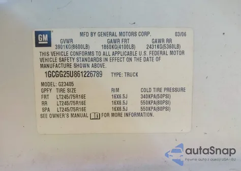 2006 Chevrolet Express Work Van from USA, damaged, VIN 1GCGG25U961219298